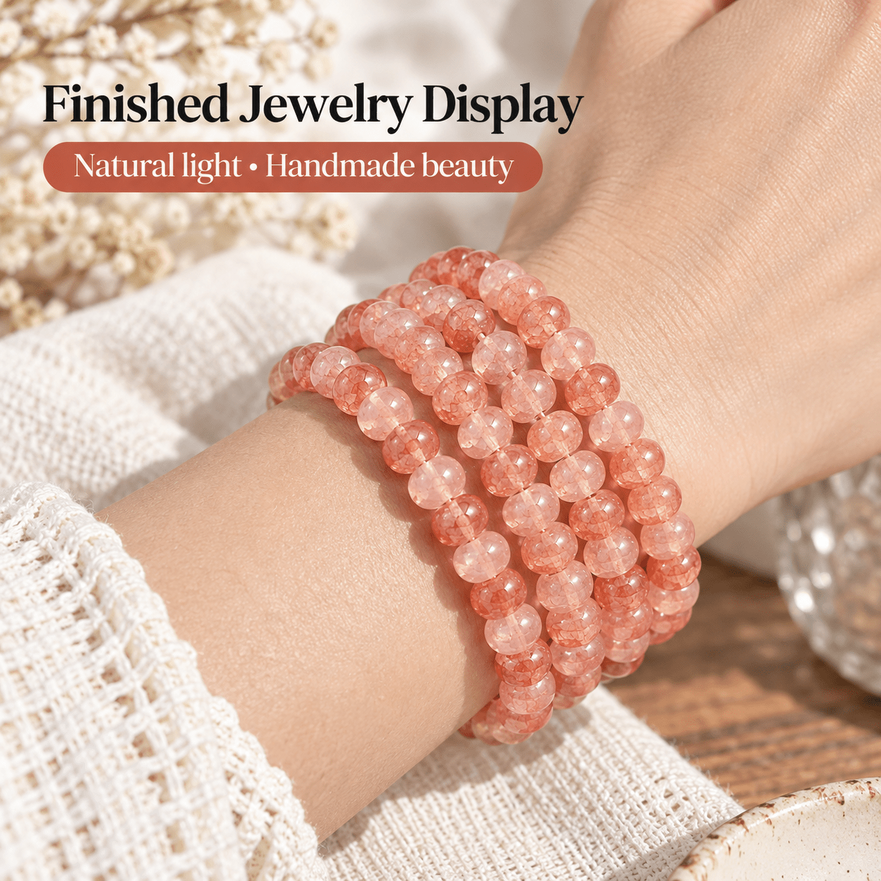 Deep Orange-Red Water-Dyed Abacus Glass Beads for Jewelry Making